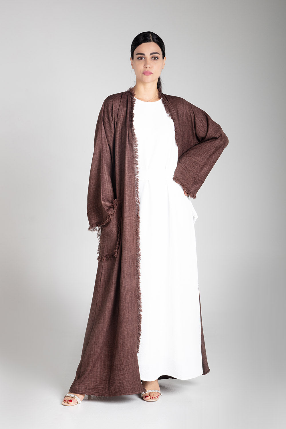 Pastel Brown Linen Kimono
