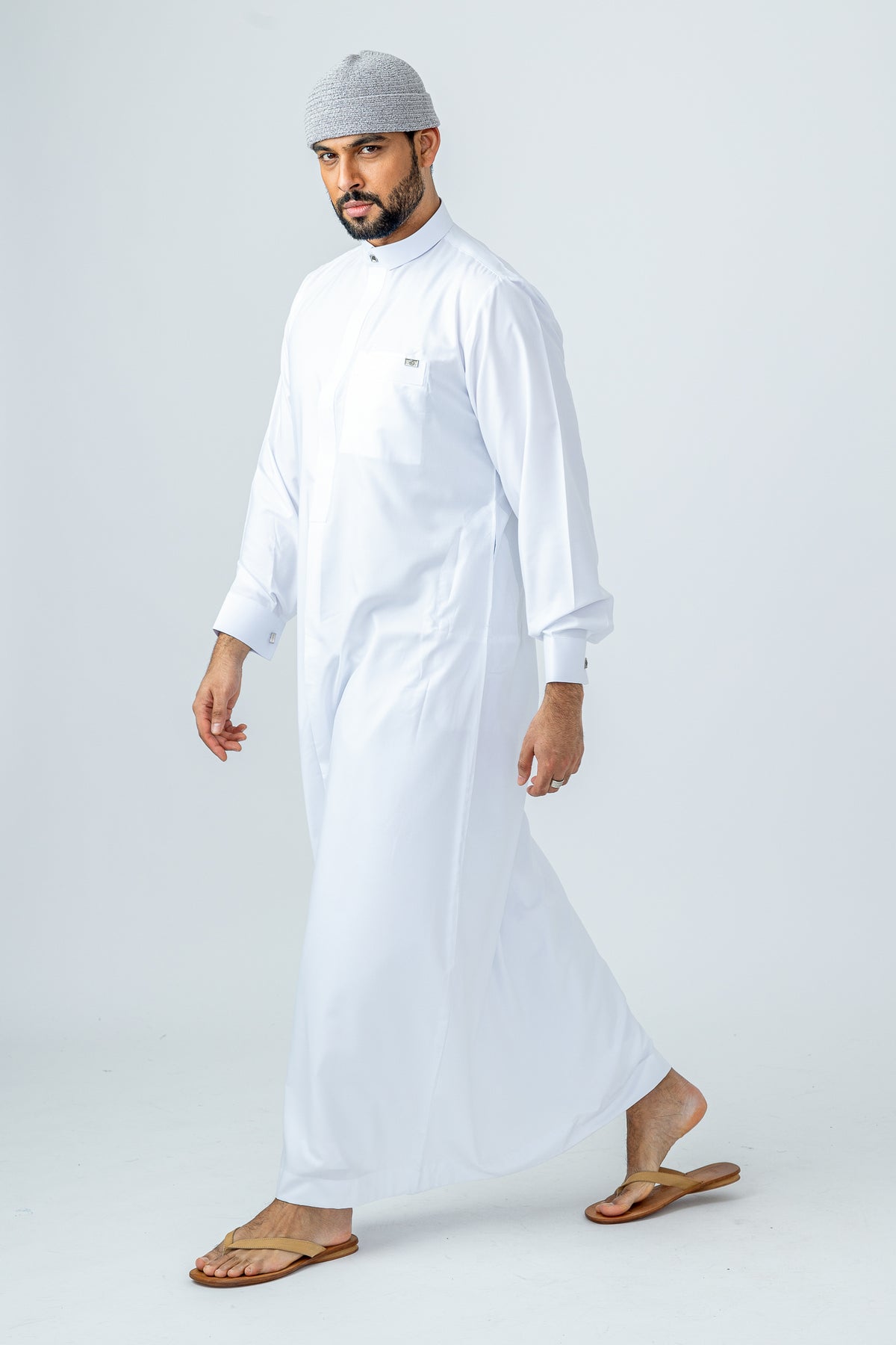 White Qatari Cuff Link Thobe