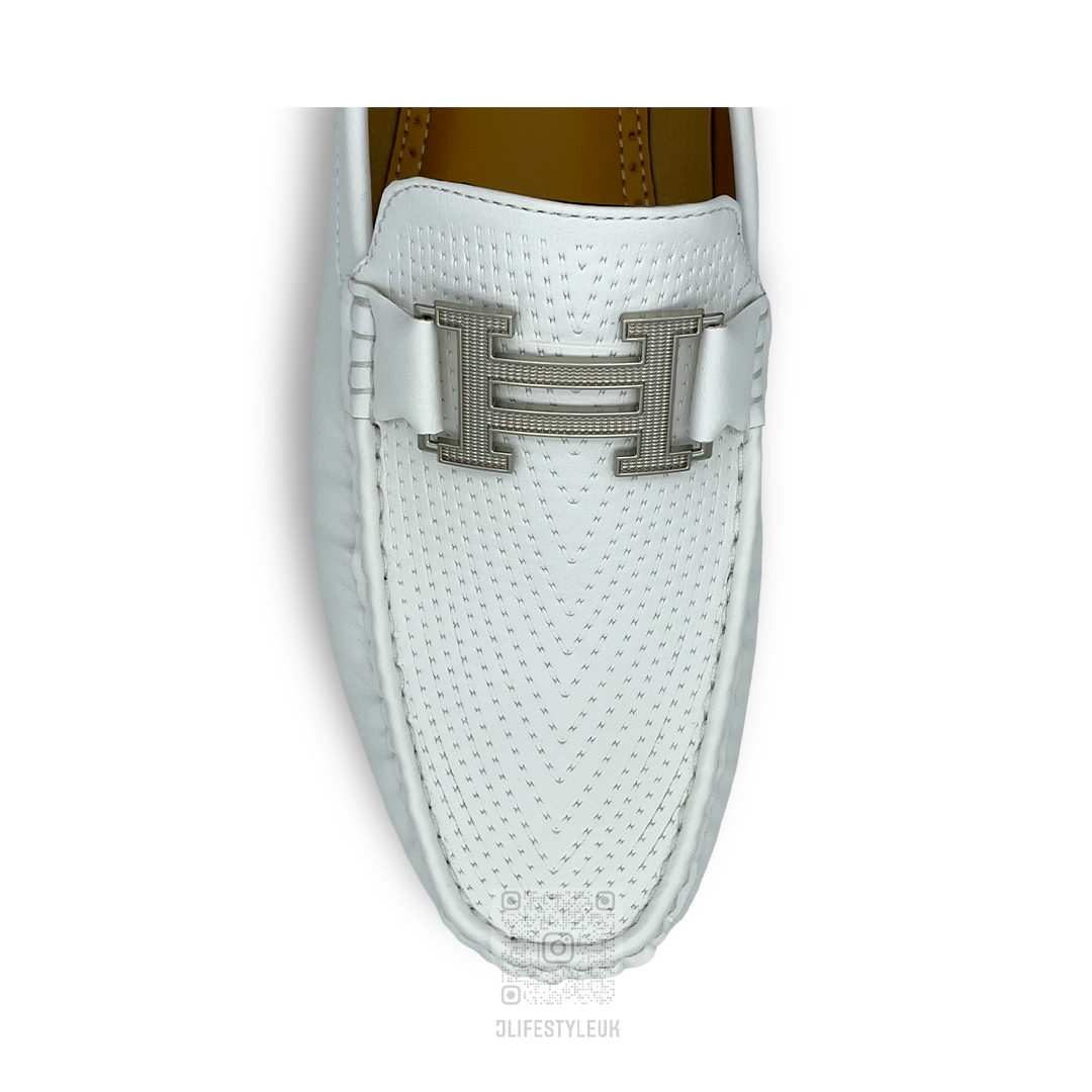 White Buckle Loafers