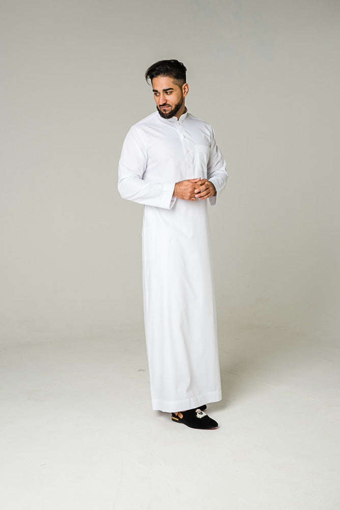 White Collar Arab Jubbah - jubbascom