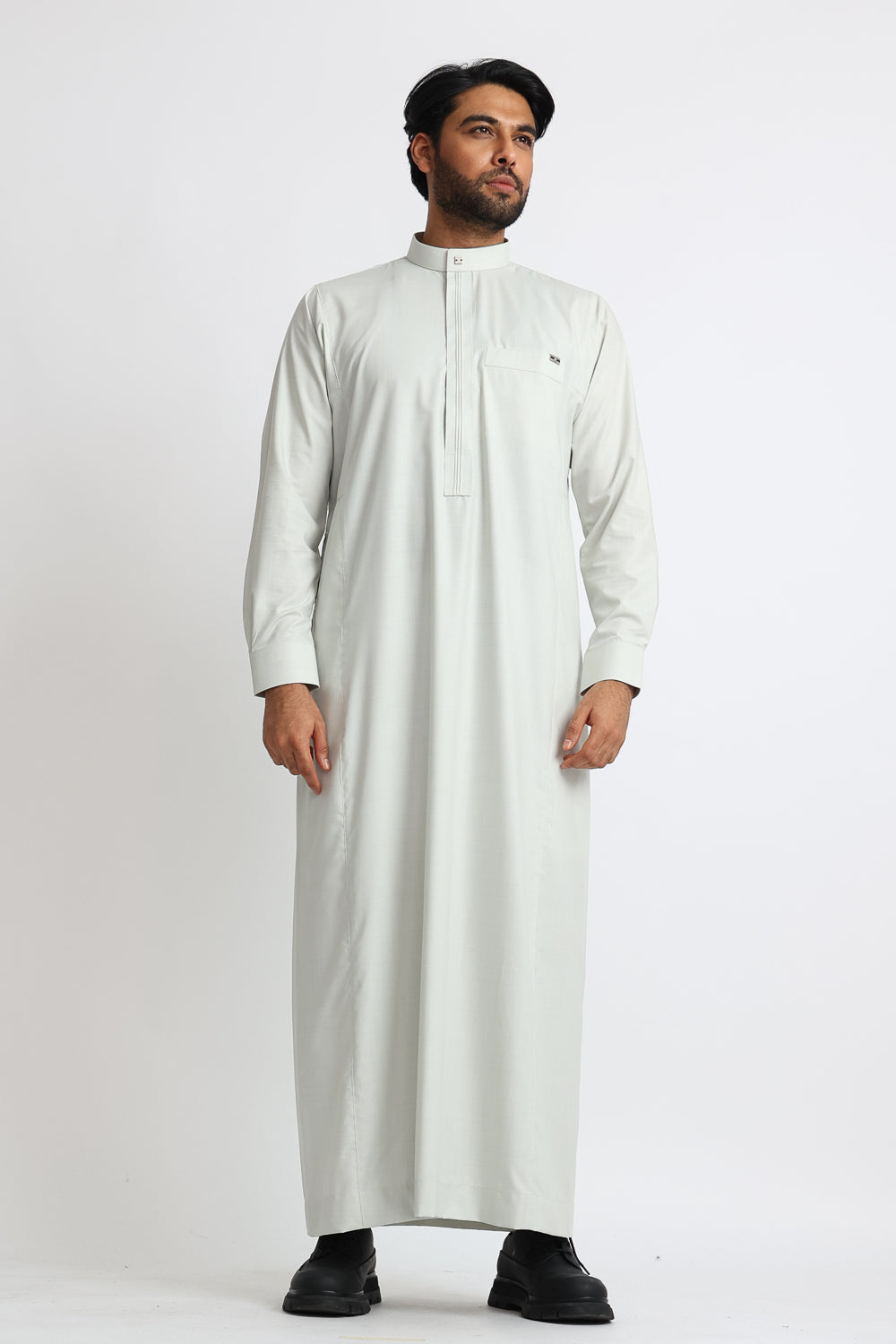 J119  Mystic Grey Collar Thobe