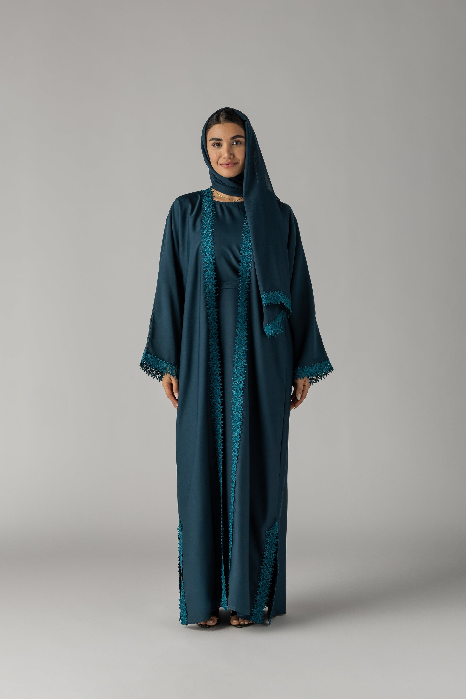 Teal Embroidery Abaya
