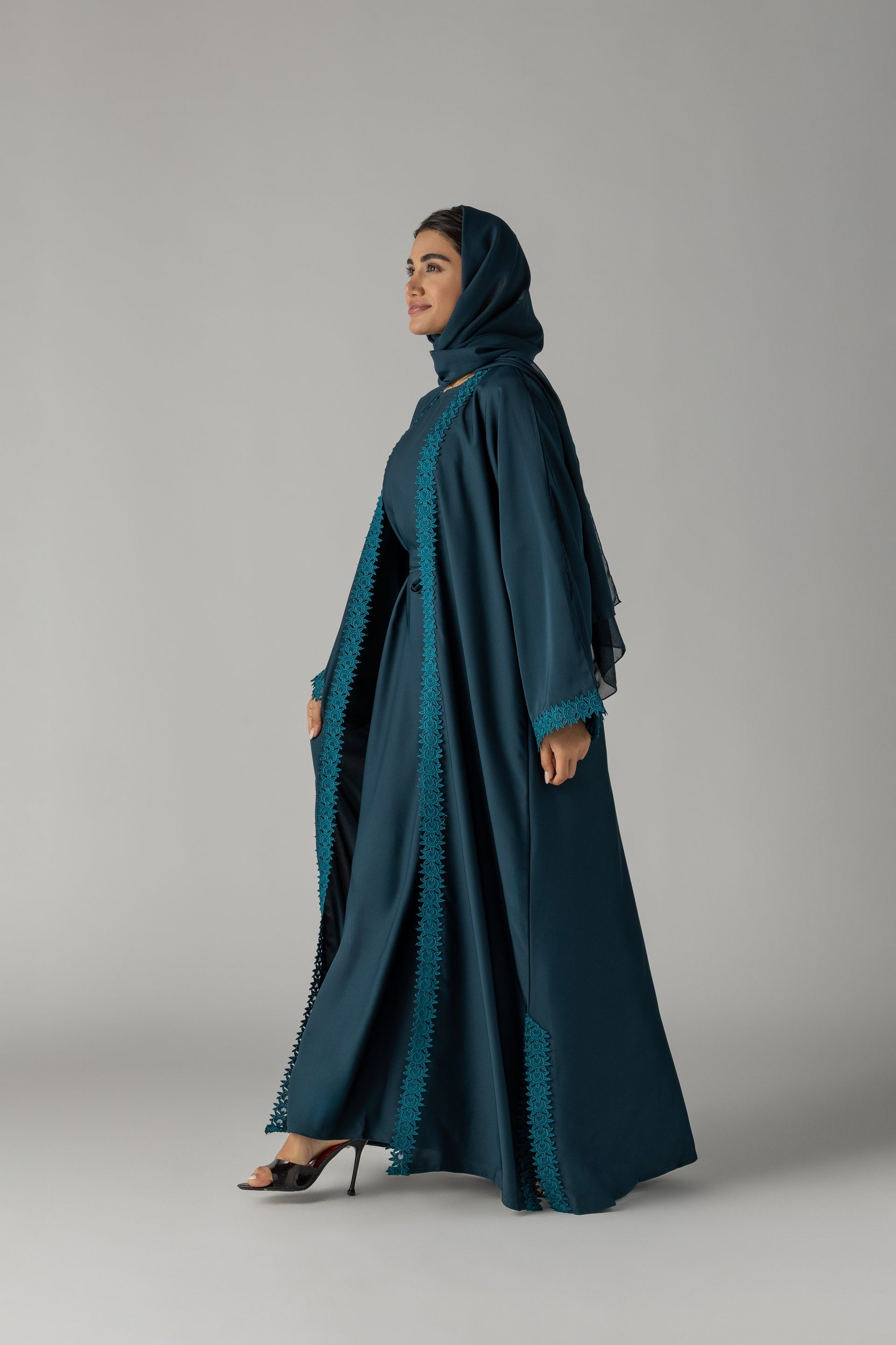 Teal Embroidery Abaya