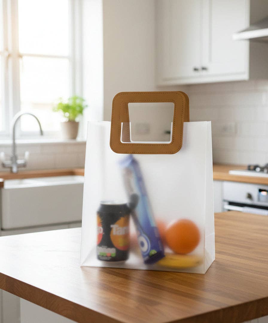 Clear PVC Gift Bags With Brown Handle - Pack of 3