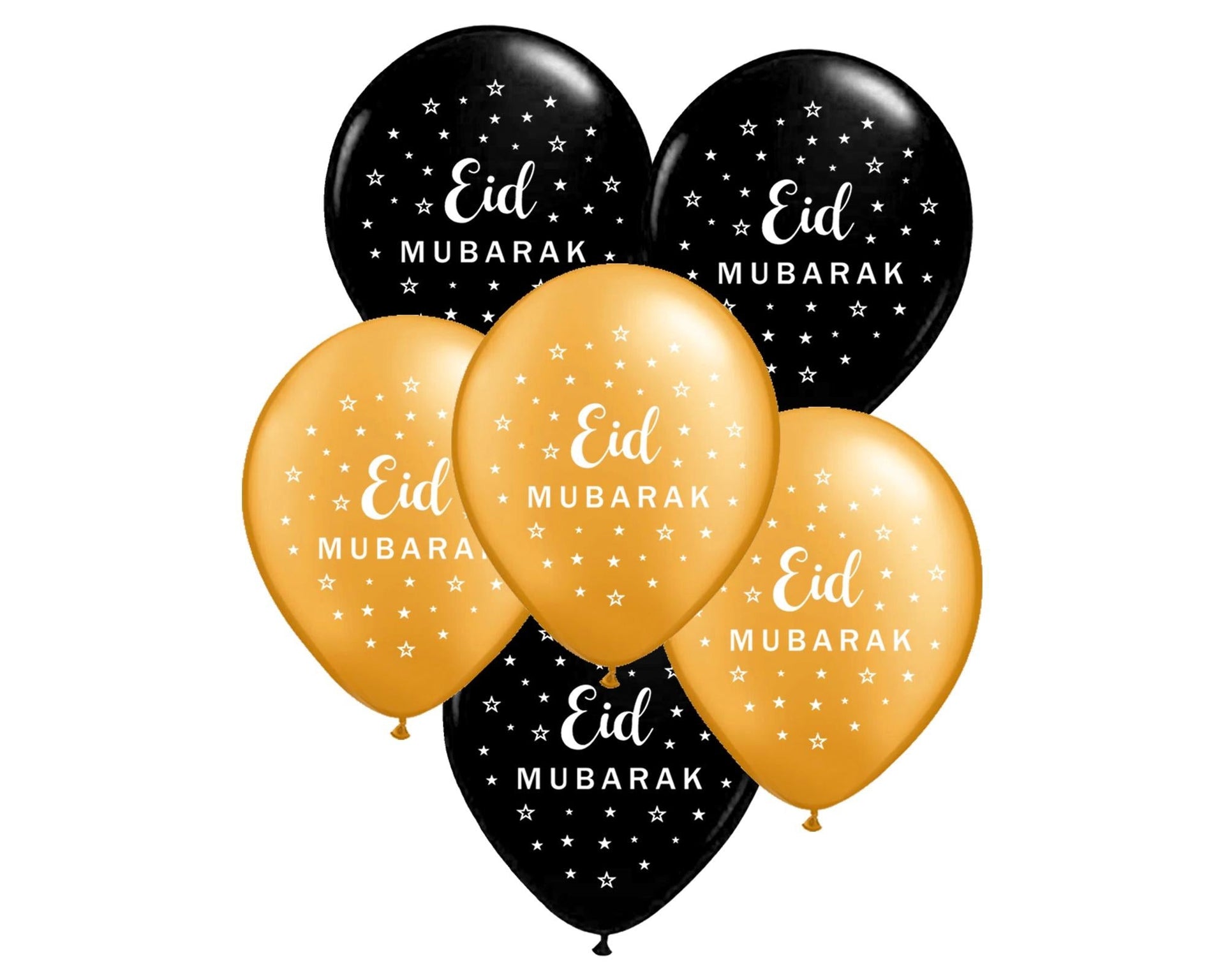 Eid Mubarak Black and Gold Balloon