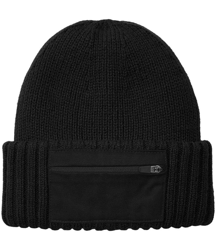 Black Zip Patch Beanie