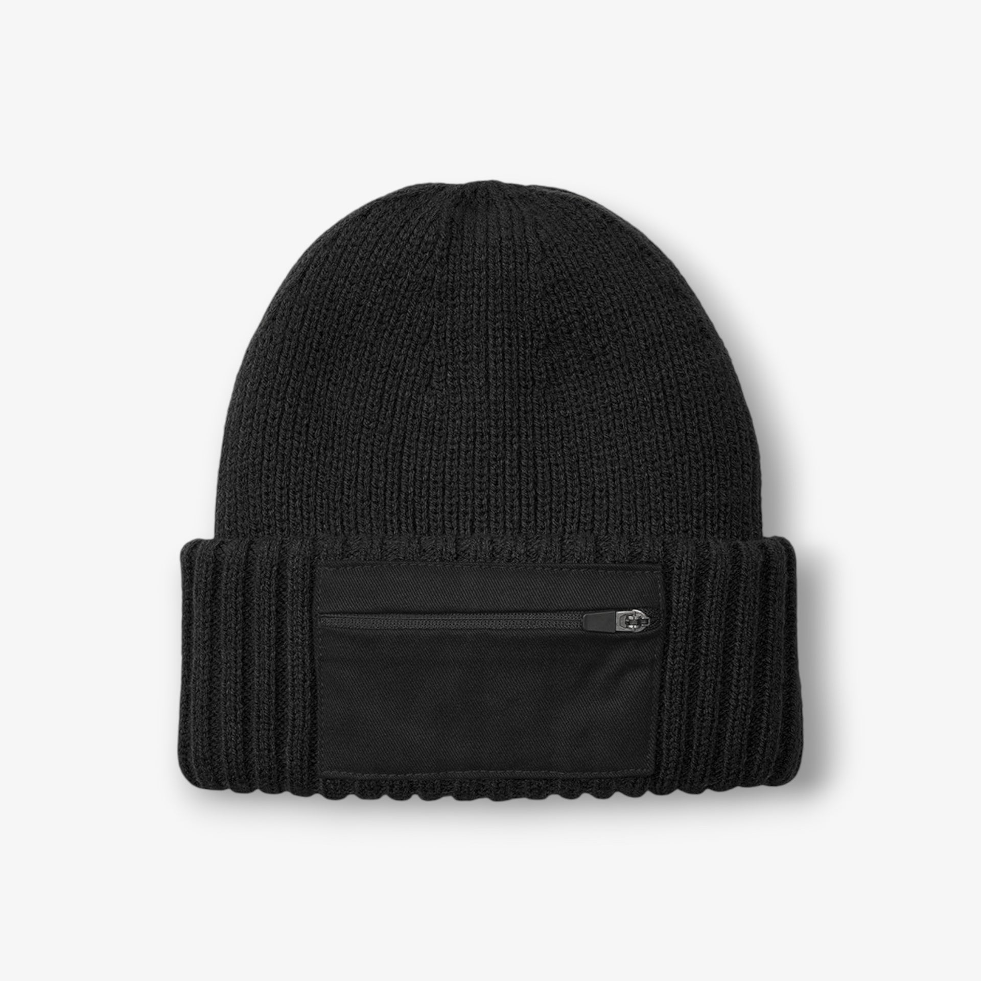Black Zip Patch Beanie