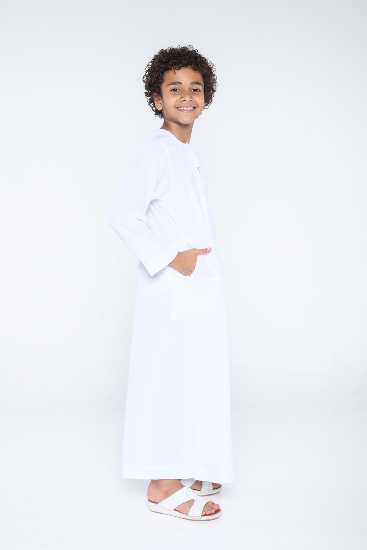 White Arab Omani Kids Jubba - JLifestyle Store