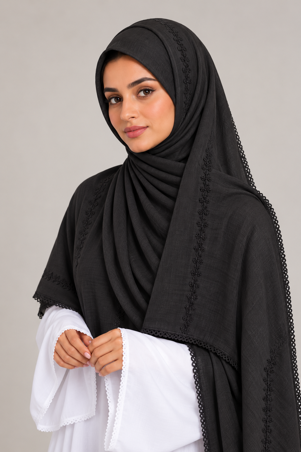 Embroidery Scarf | Black
