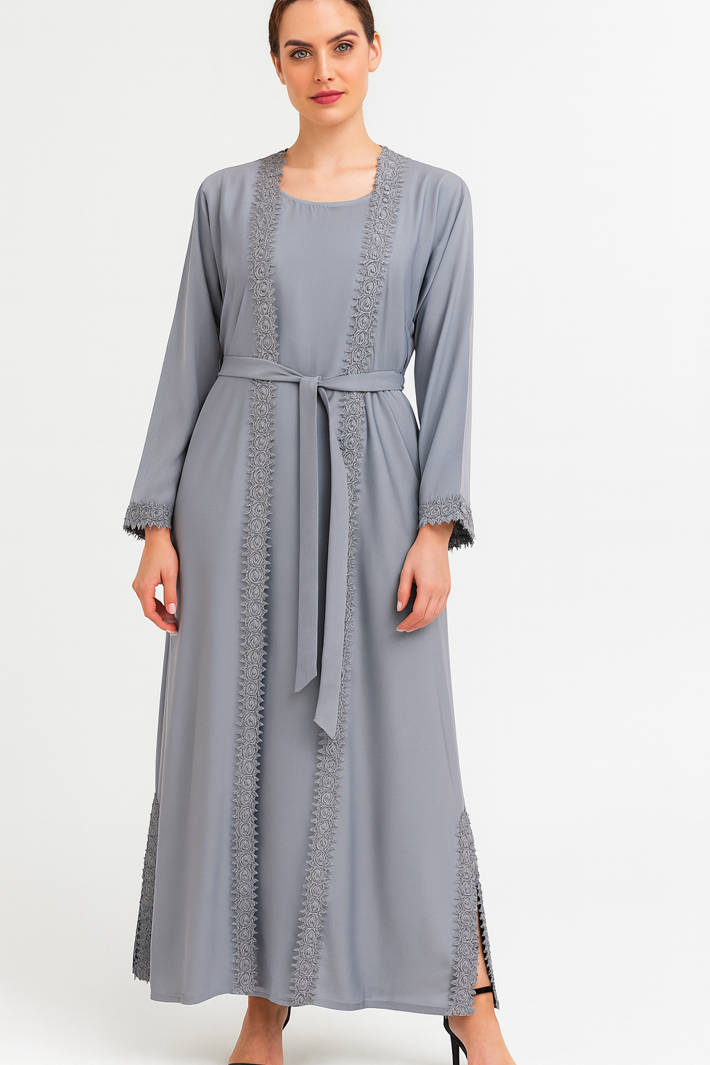 Grey Embroidery Abaya