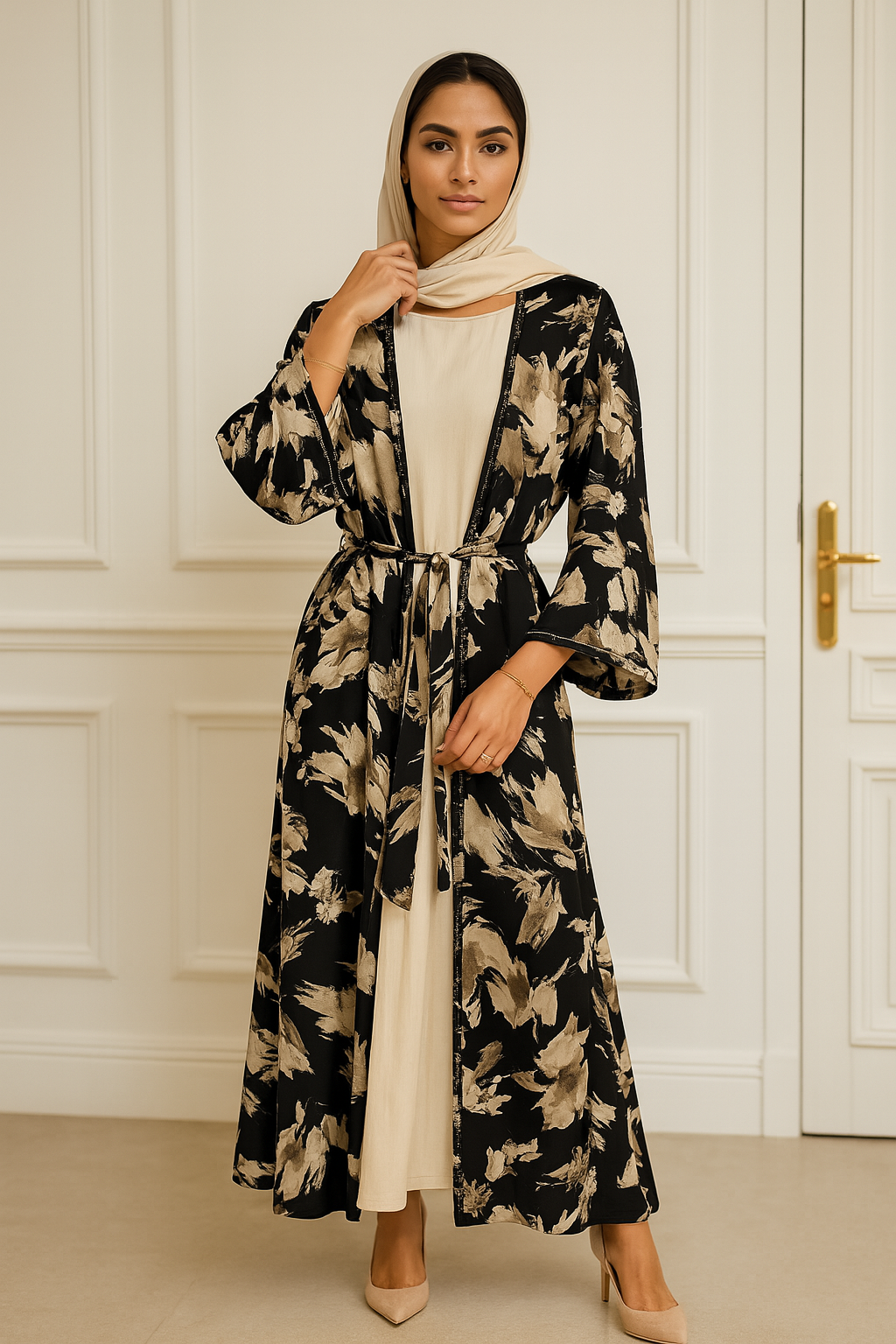 Noir Brushstroke Abaya