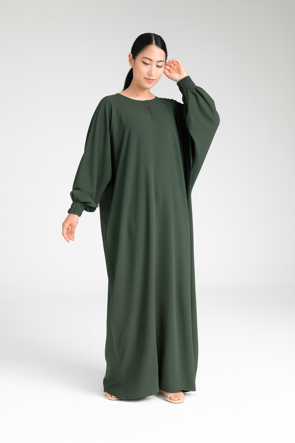 Deep Green Farasha Zoom Abaya