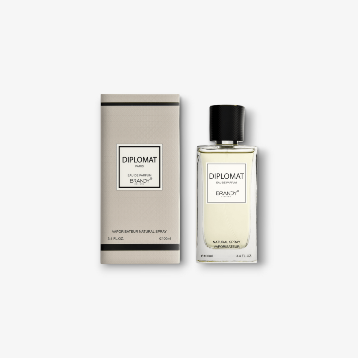 JLifestyle Diplomat Eau De Parfum 100ml bottle and box, a masculine aquatic fragrance with a clean, minimalist design.