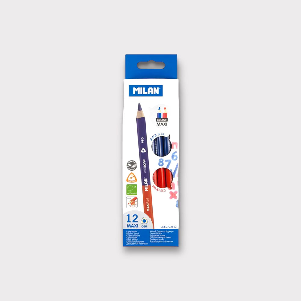 Milan Maxi Bicolour Red-Blue Triangular Pencils [pack of 12 pencils]