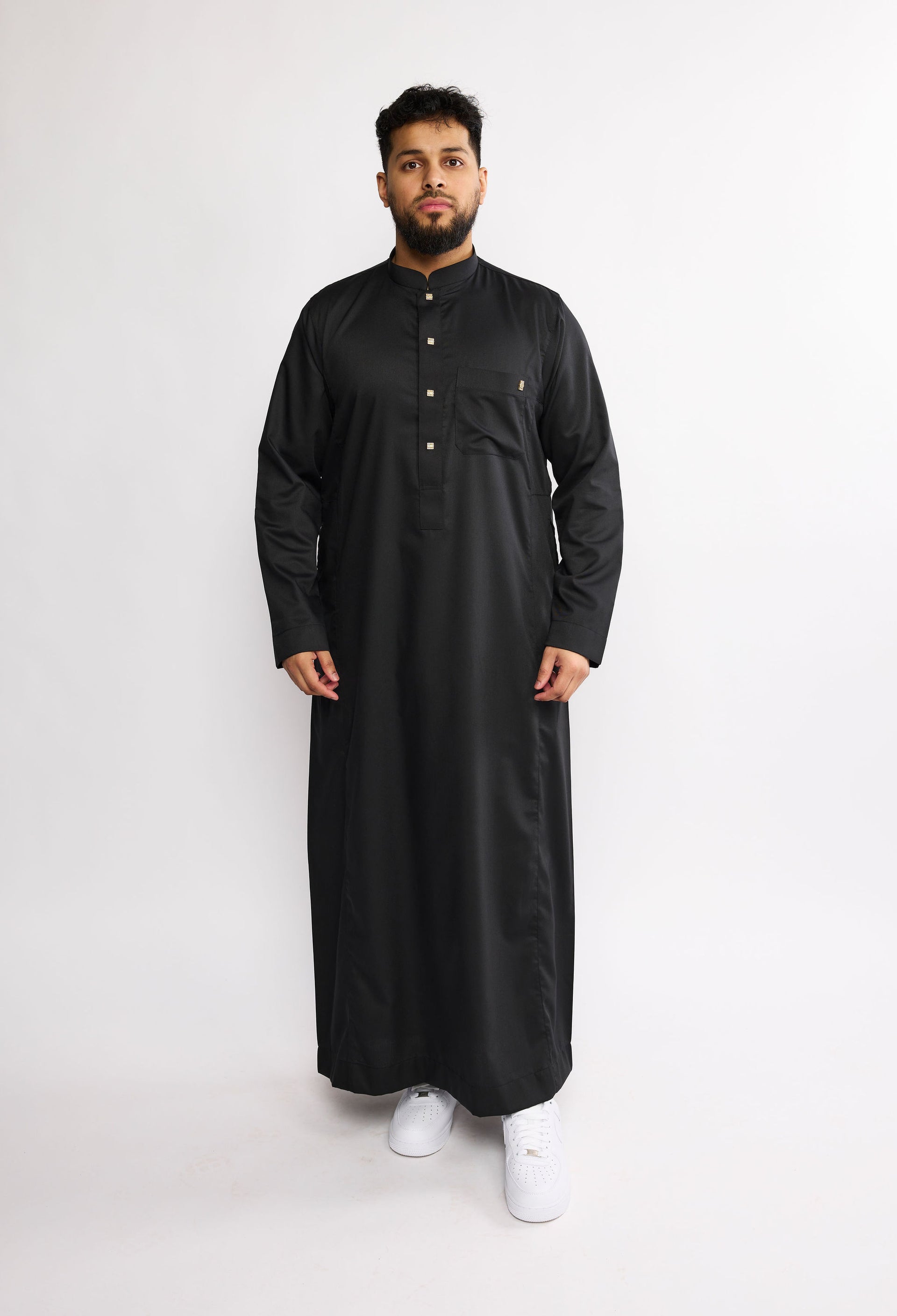 Black Basic Collar Stud Thobe