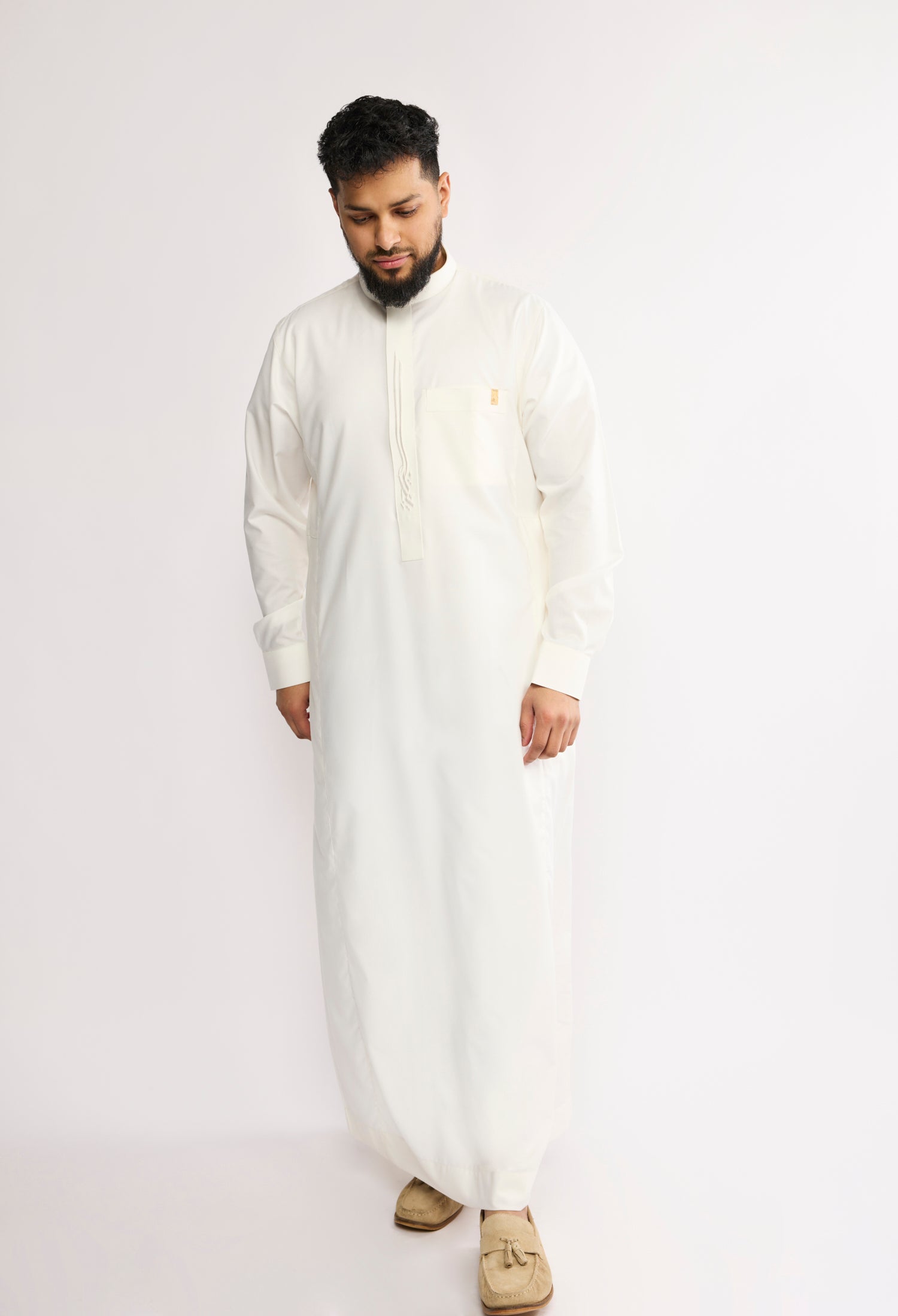 J2512 Off White Collar Thobe