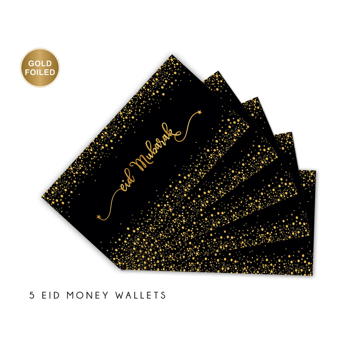 Money Wallets | Eid Mubarak Black with Gold foiling