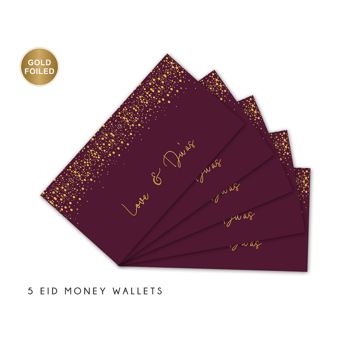 Money Wallets | Eid Mubarak Burgundy with Gold foiling