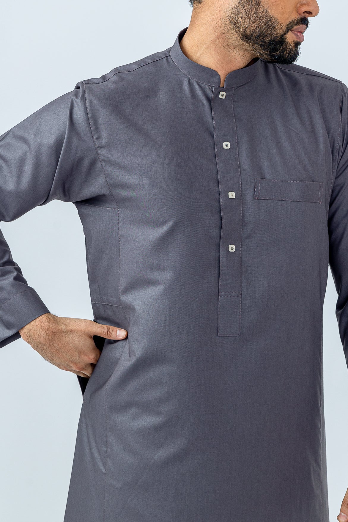 Purple Taupe Arab Collar Thobe