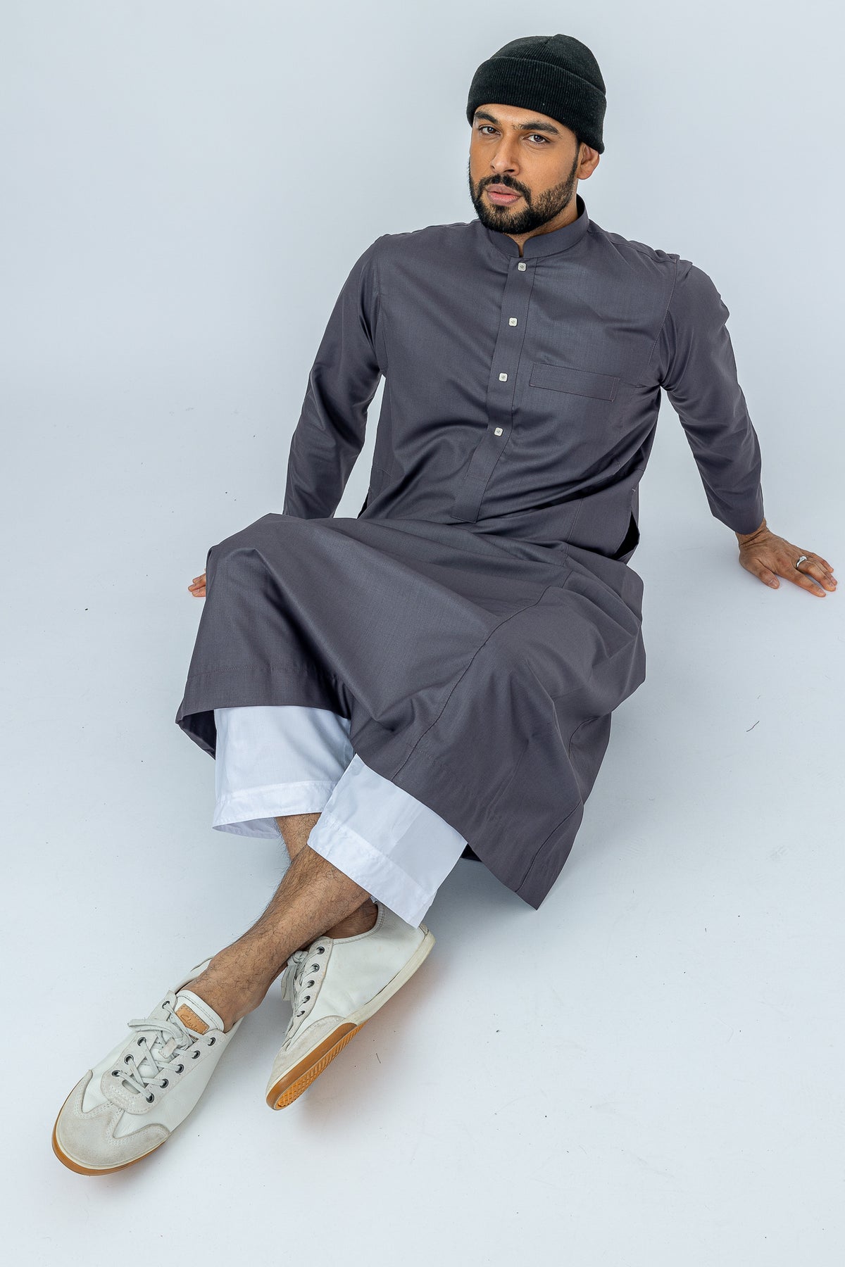 Purple Taupe Arab Collar Thobe