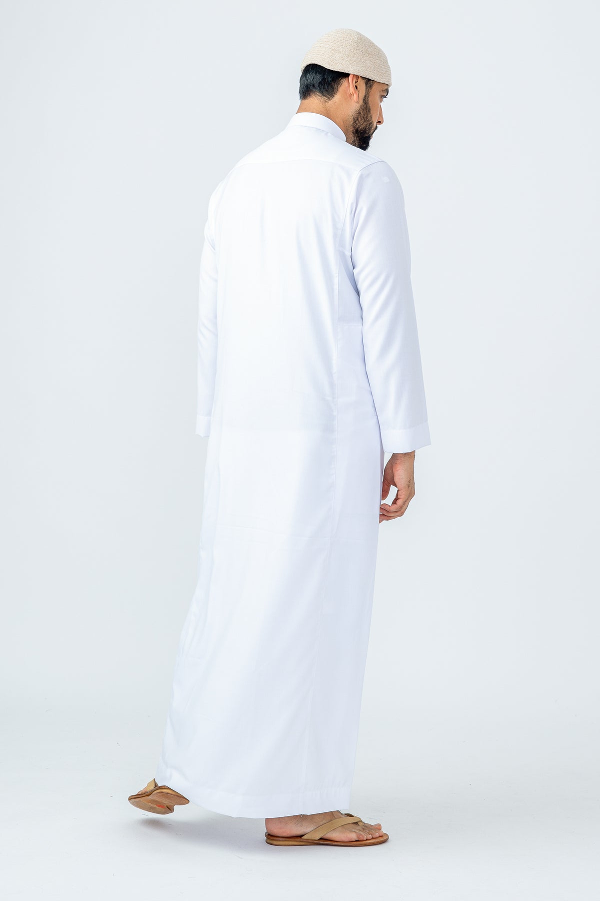 White Saudi Collar Thobe|Jubbah - JLifestyle Store