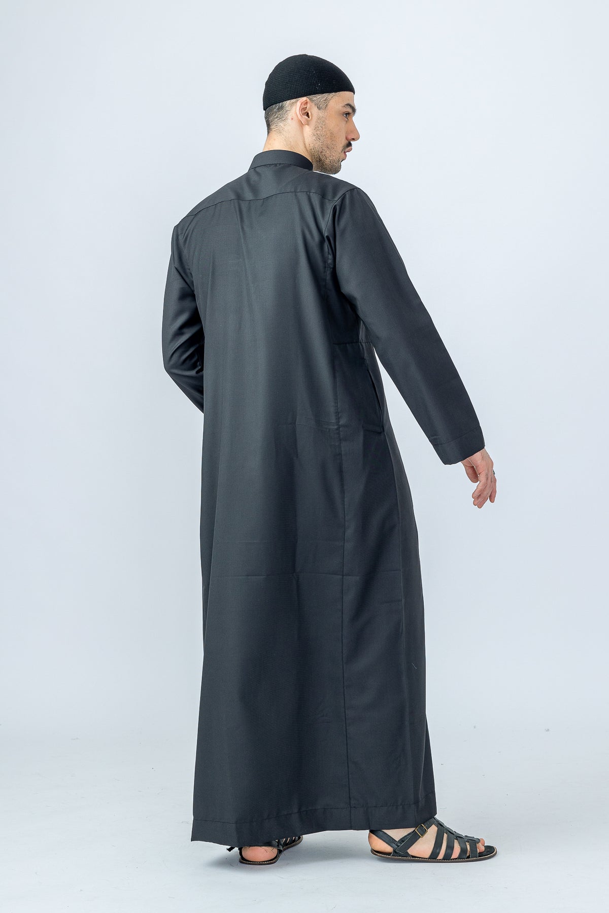 Black Saudi Collar Thobe|Jubbah