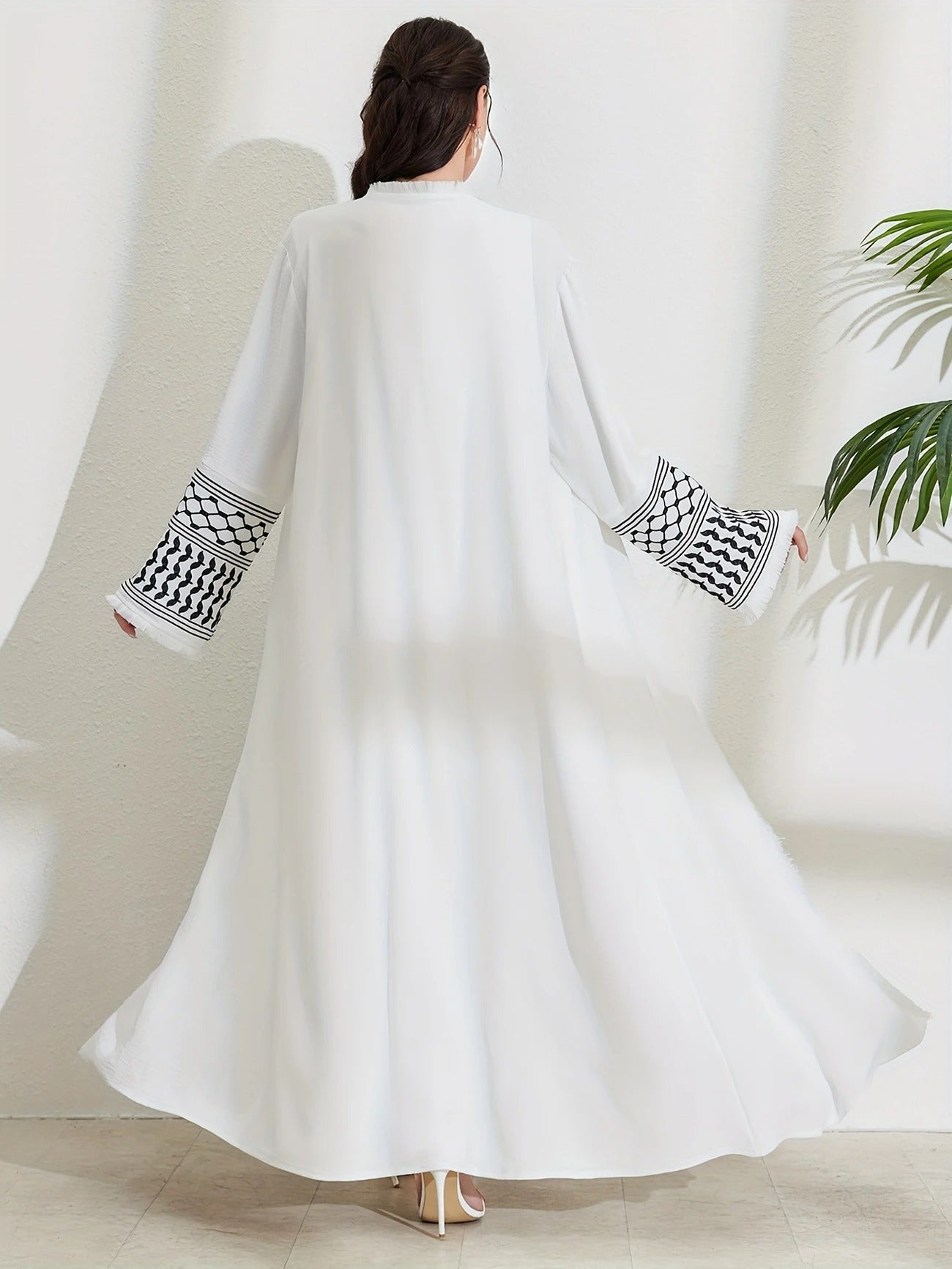 Palestine Print Abaya White