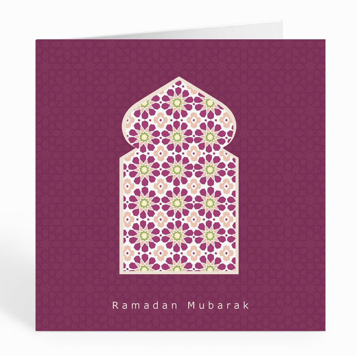 Ramadan Mubarak - Arabian Arch over Burgundy Geometric