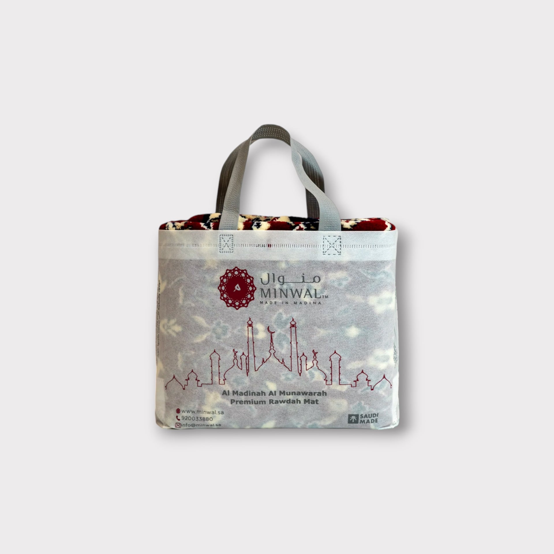 Rawda Prayer Mat - Red with Handbag