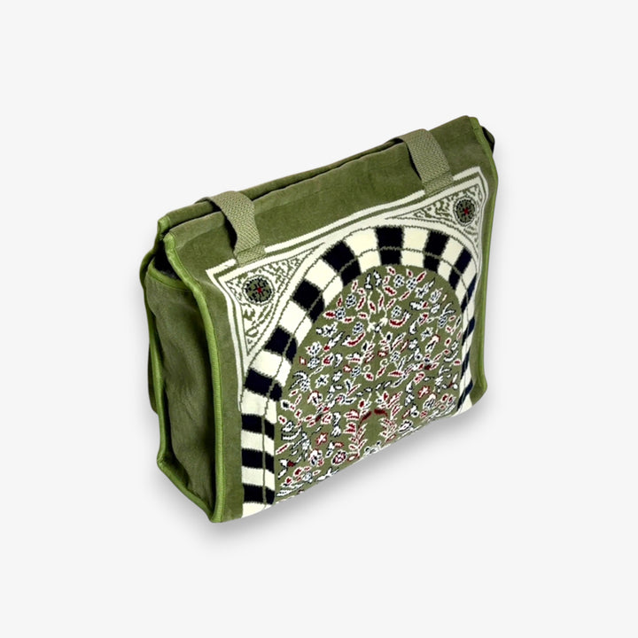 Green bag with decorative pattern on a white background