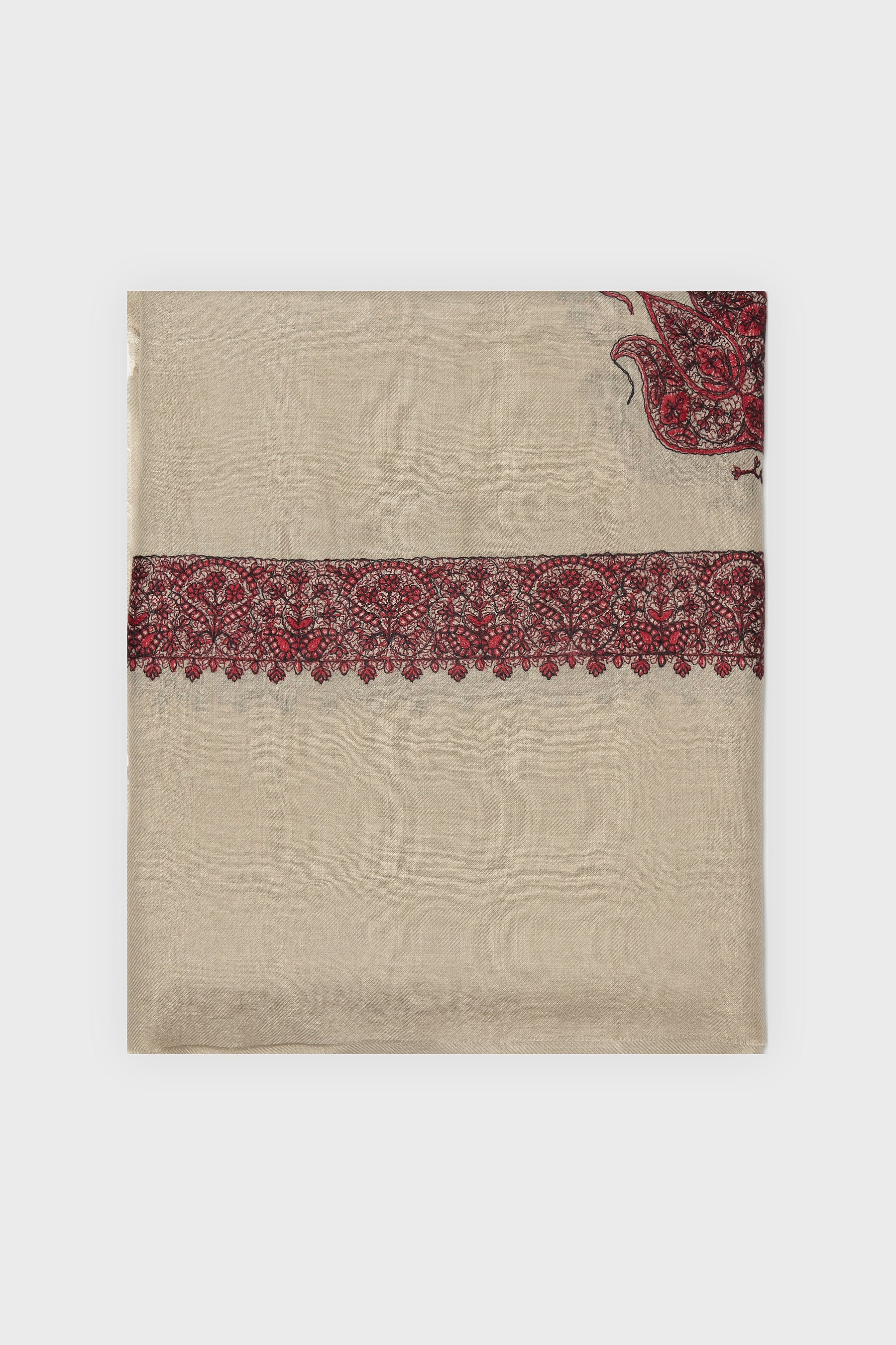 Soft Beige & Burgundy Yemeni Shemagh