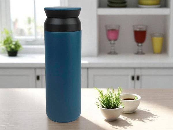 Premium Stainless Steel Travel Mug Flask - Matt Blue - 500 ml