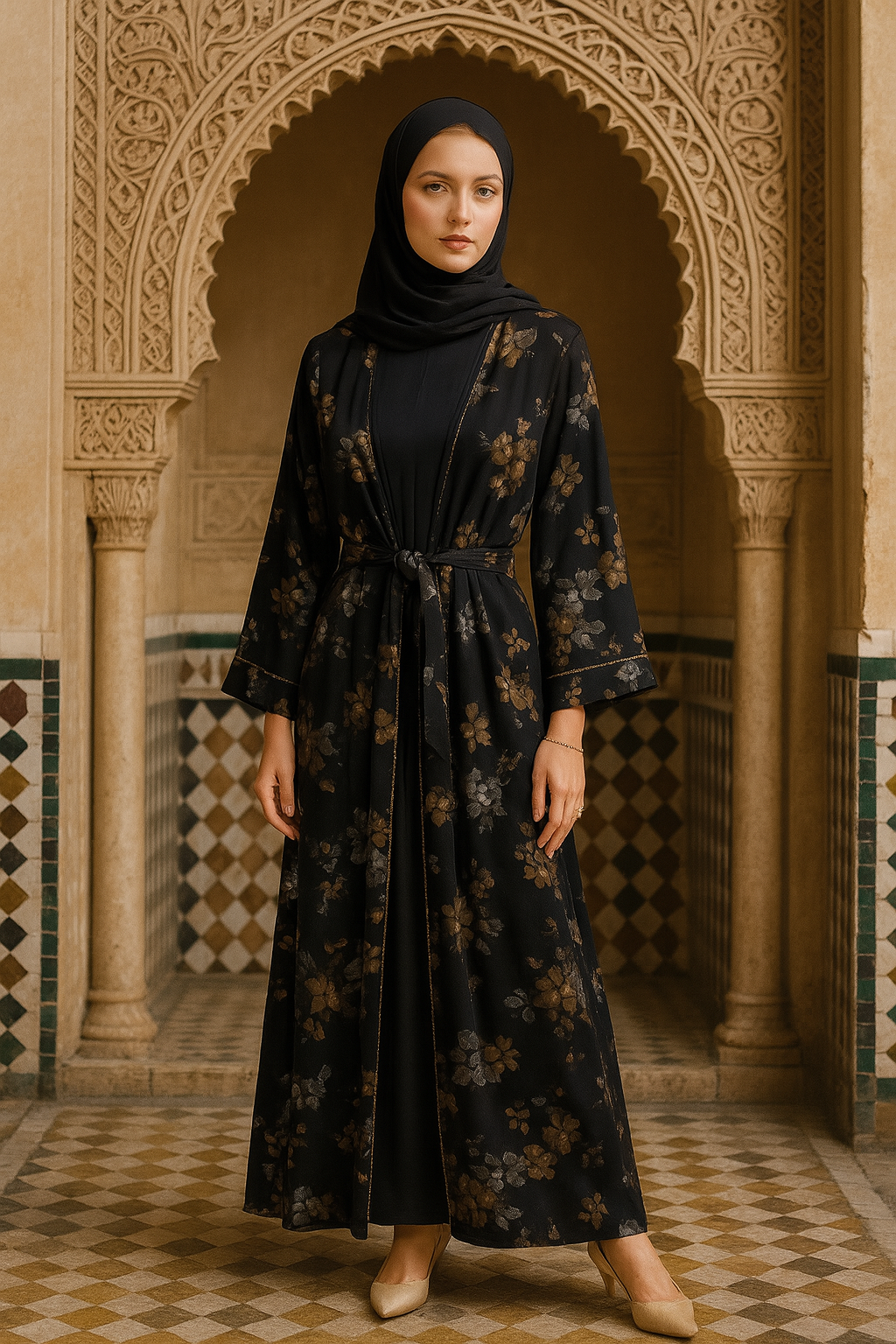 Midnight Bloom Abaya