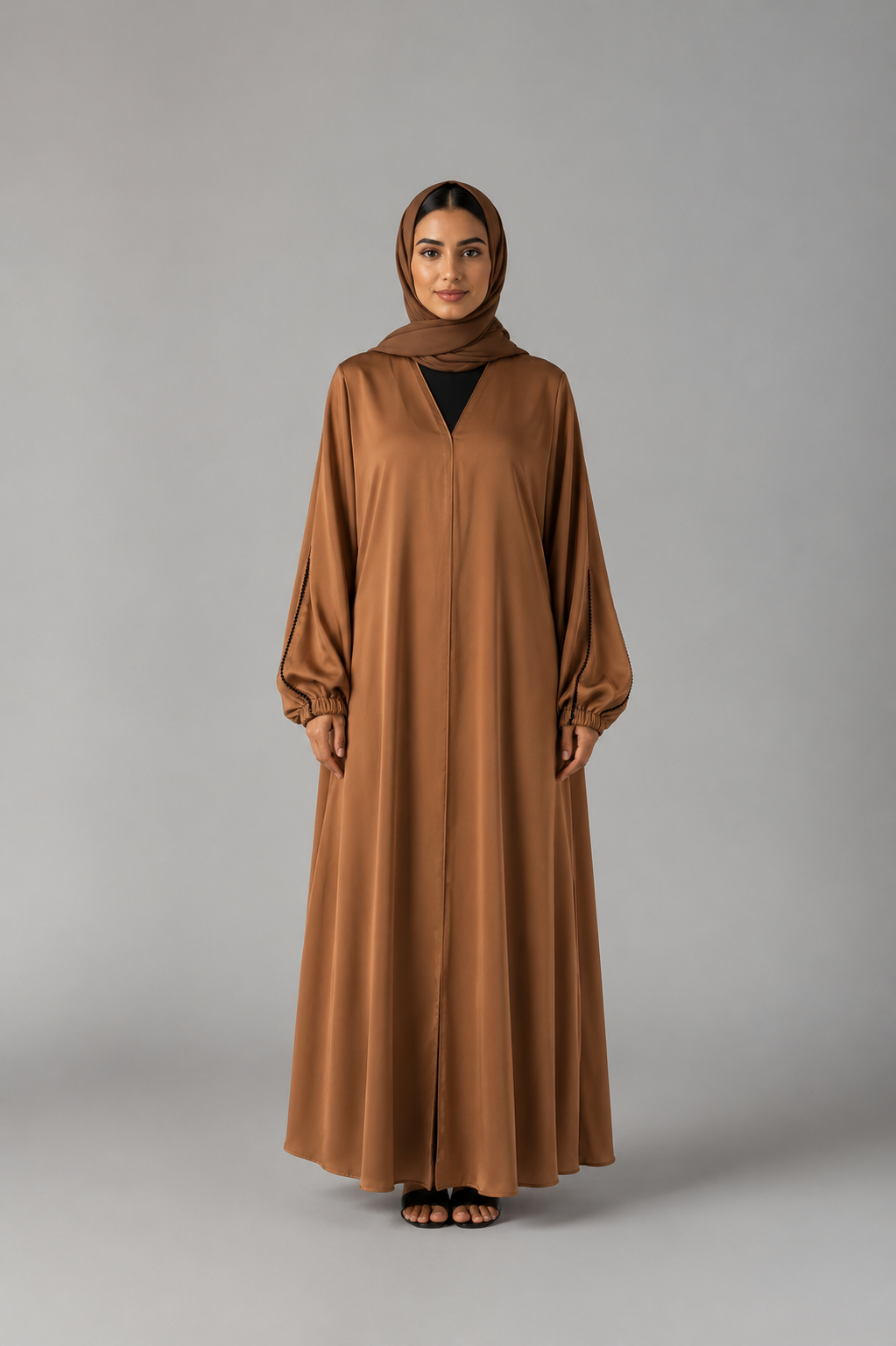 Bronze Piping Abaya