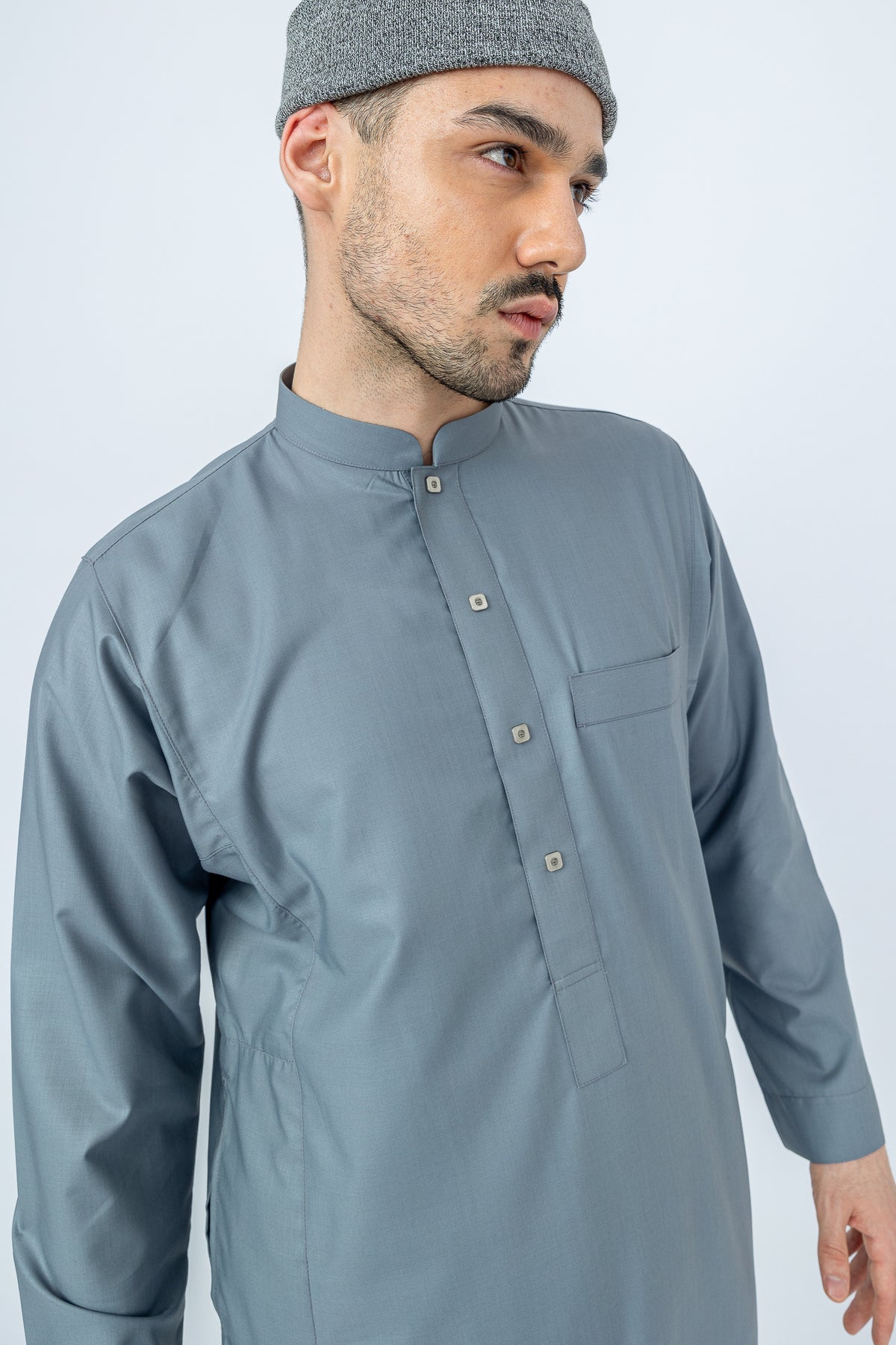 Cadet Grey Arab Collar Thobe