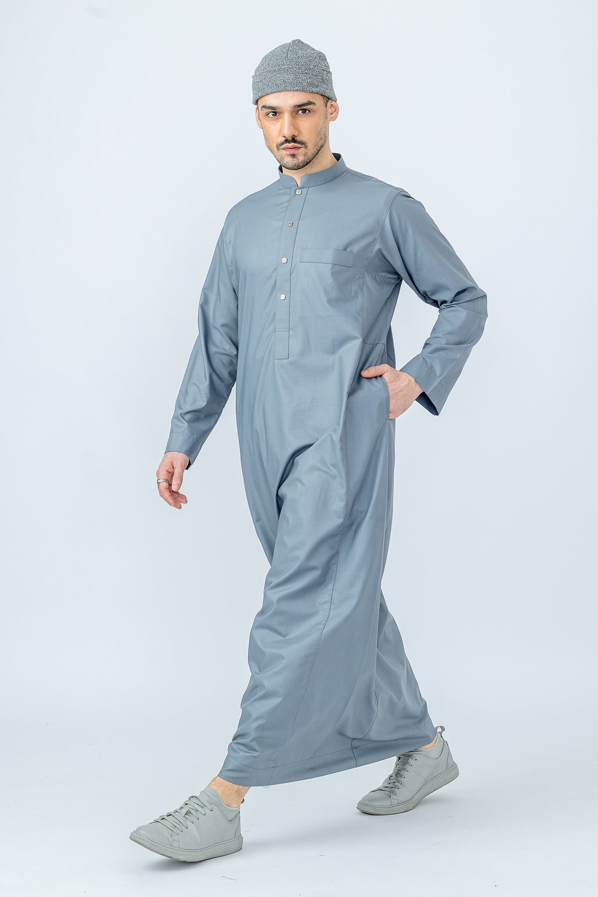 Cadet Grey Arab Collar Thobe