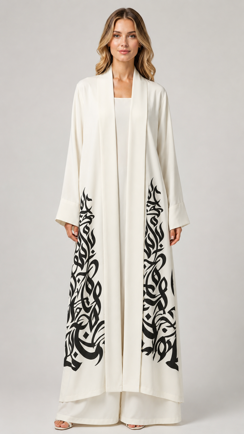 Aya Calligraphy Kimono Abaya