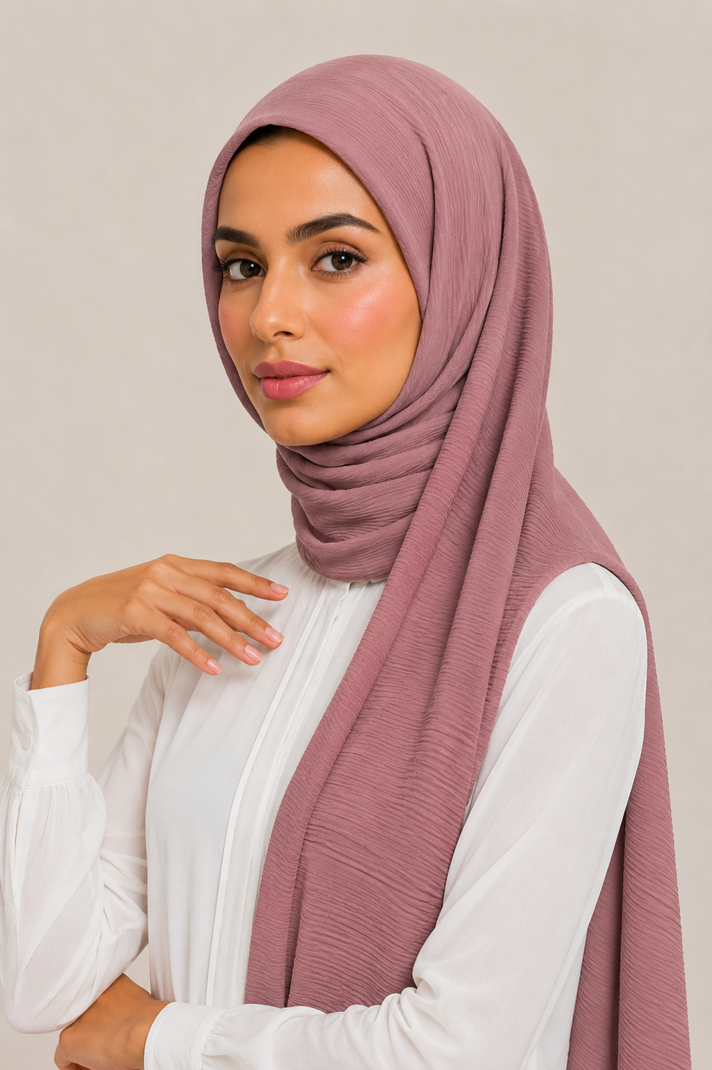Crinkled Chiffon Scarf | Dusty Mauve Pink