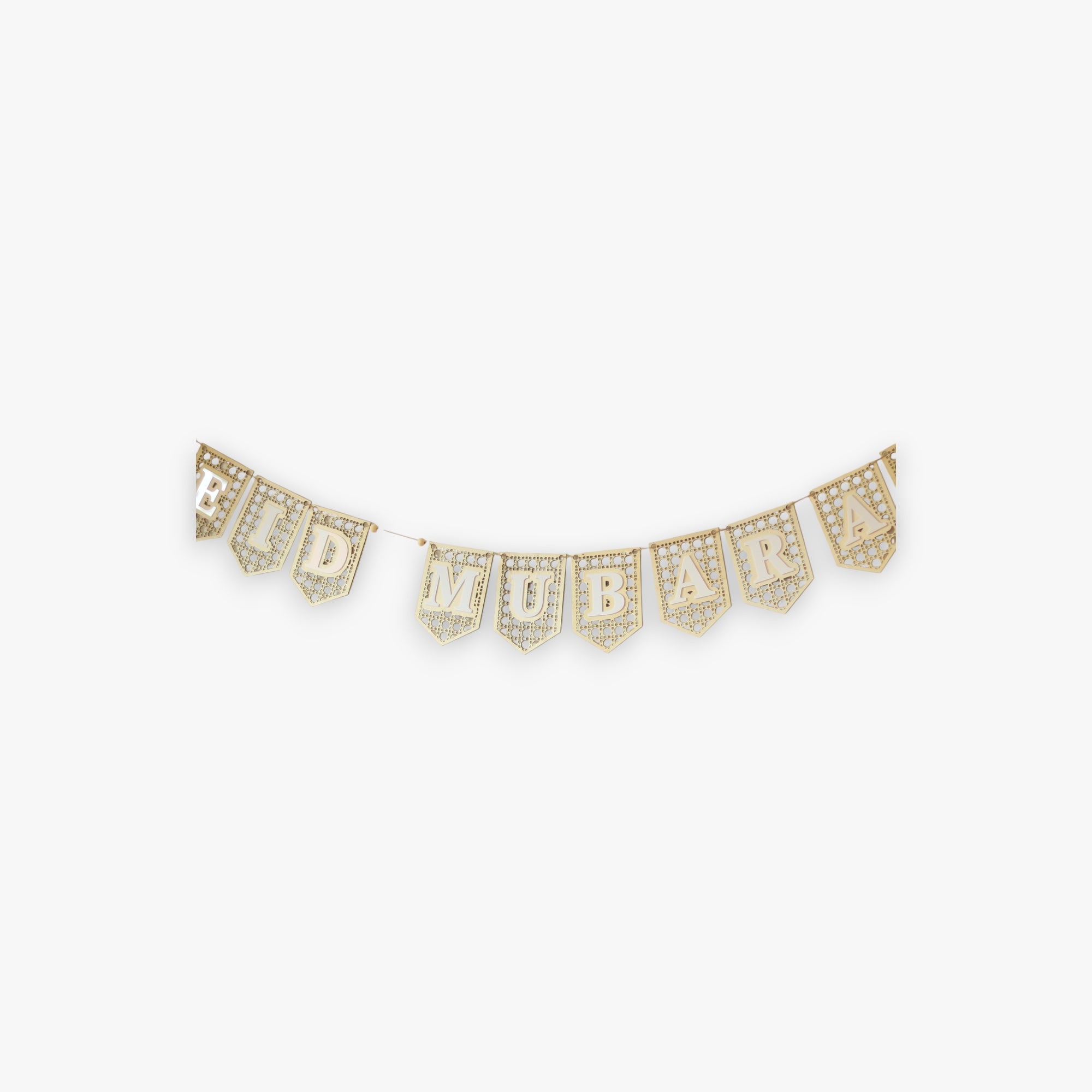Decorative banner with diamond accents on a white background