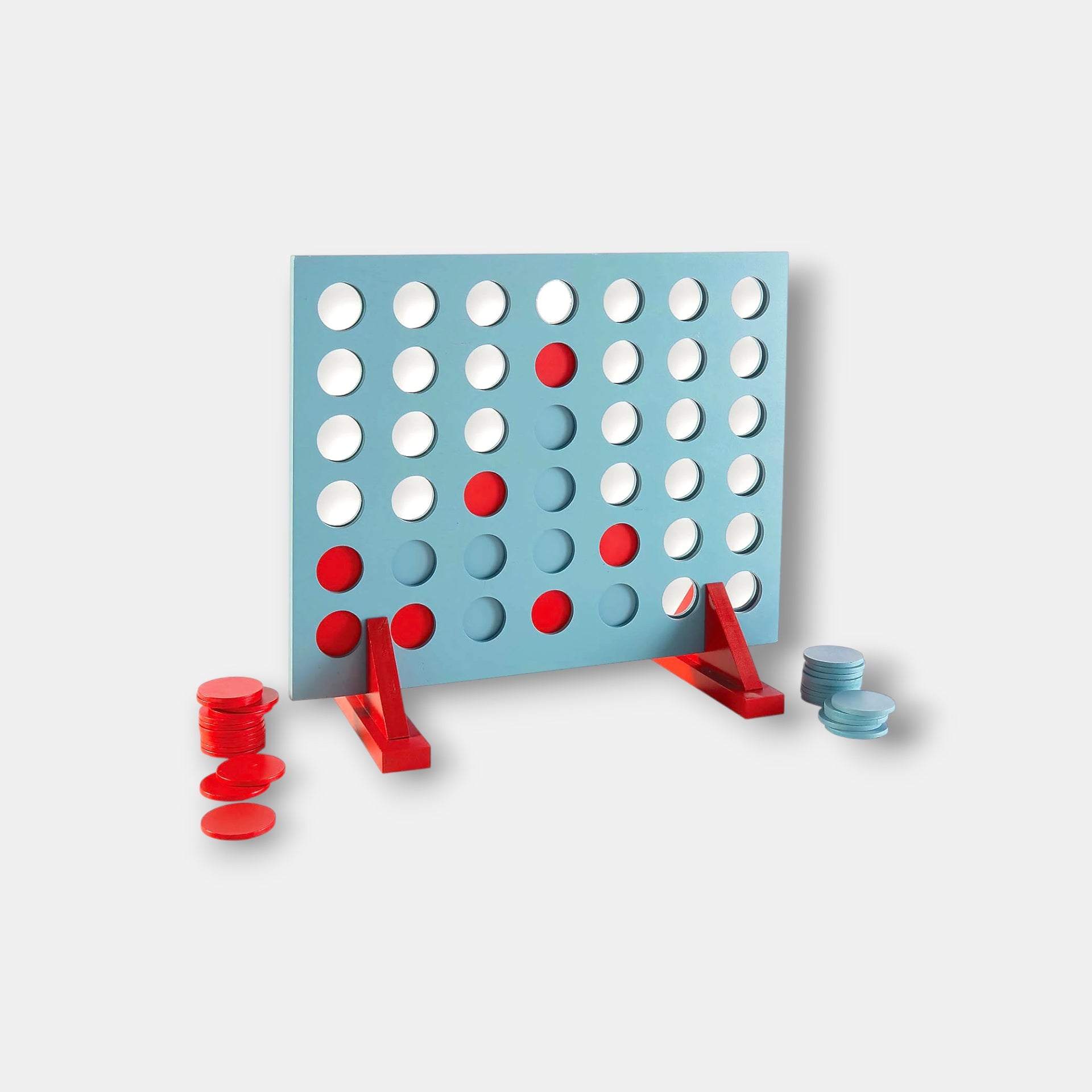 Giant Connect Four Game - Wooden Frame with 42 Discs, Indoor/Outdoor Fun 51x45cm