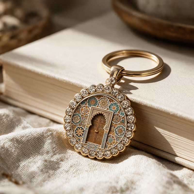 Golden Inlaid Diamond Keychain