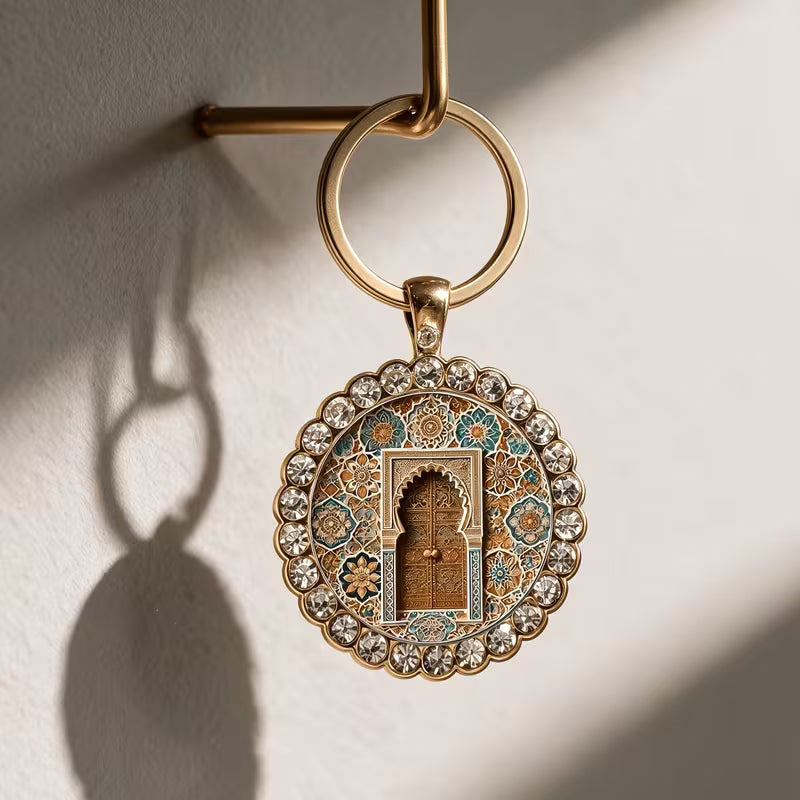Golden Inlaid Diamond Keychain