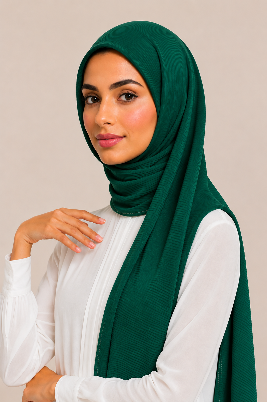 Crinkled Chiffon Scarf | Green Royale
