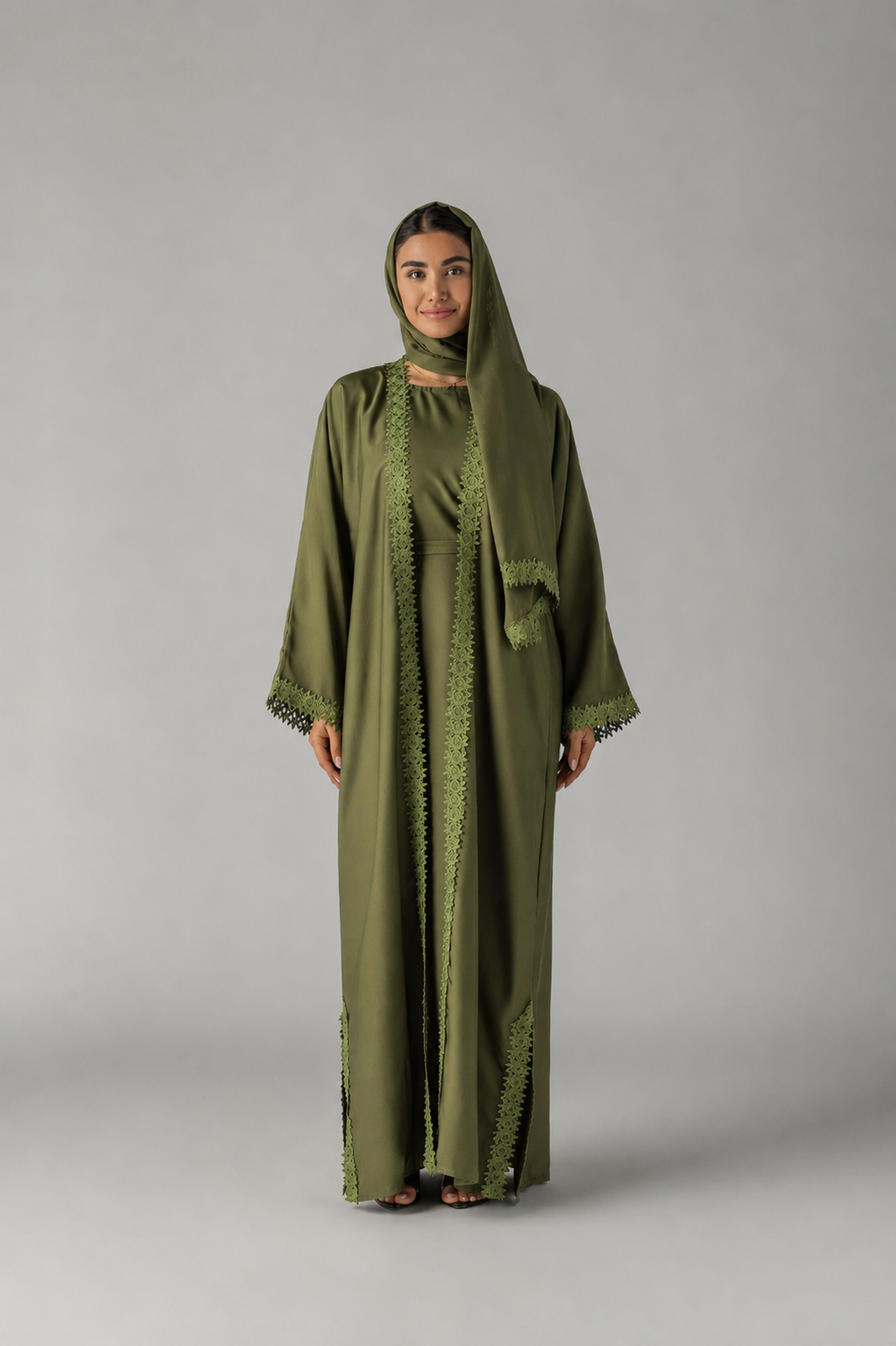 Army Green Embroidery Abaya
