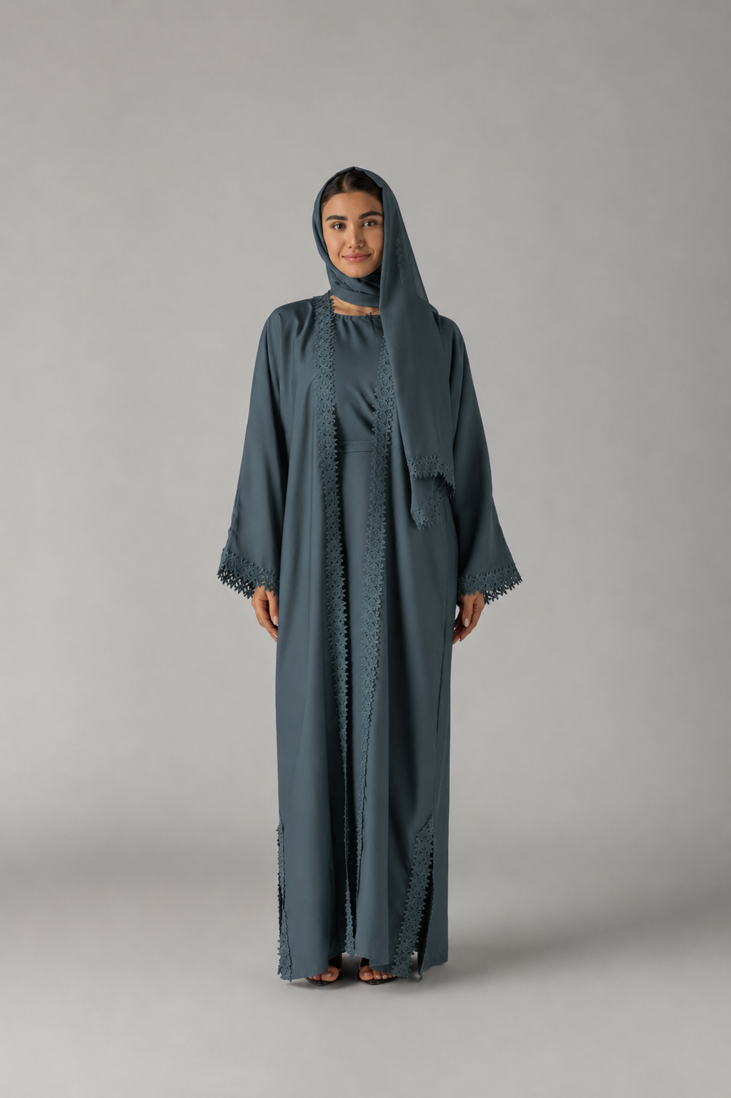 Grey Embroidery Abaya