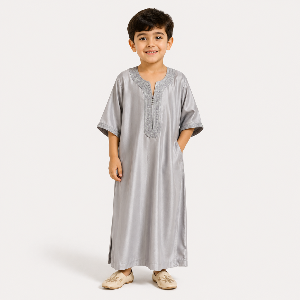 Grey Kids Moroccan Thobes