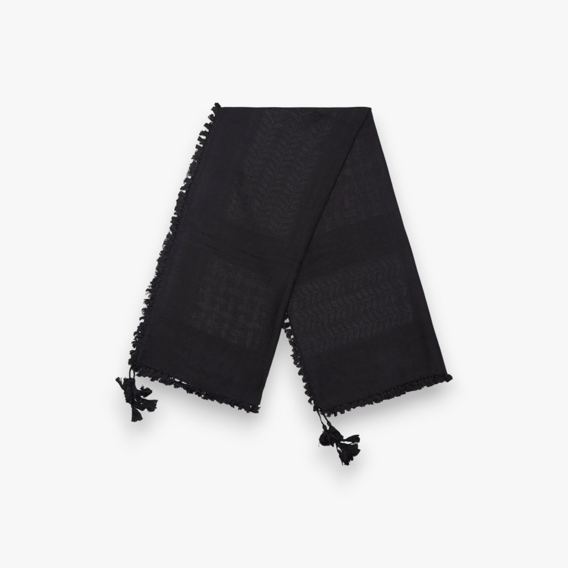Jet Black Bamboo Keffiyeh Scarf
