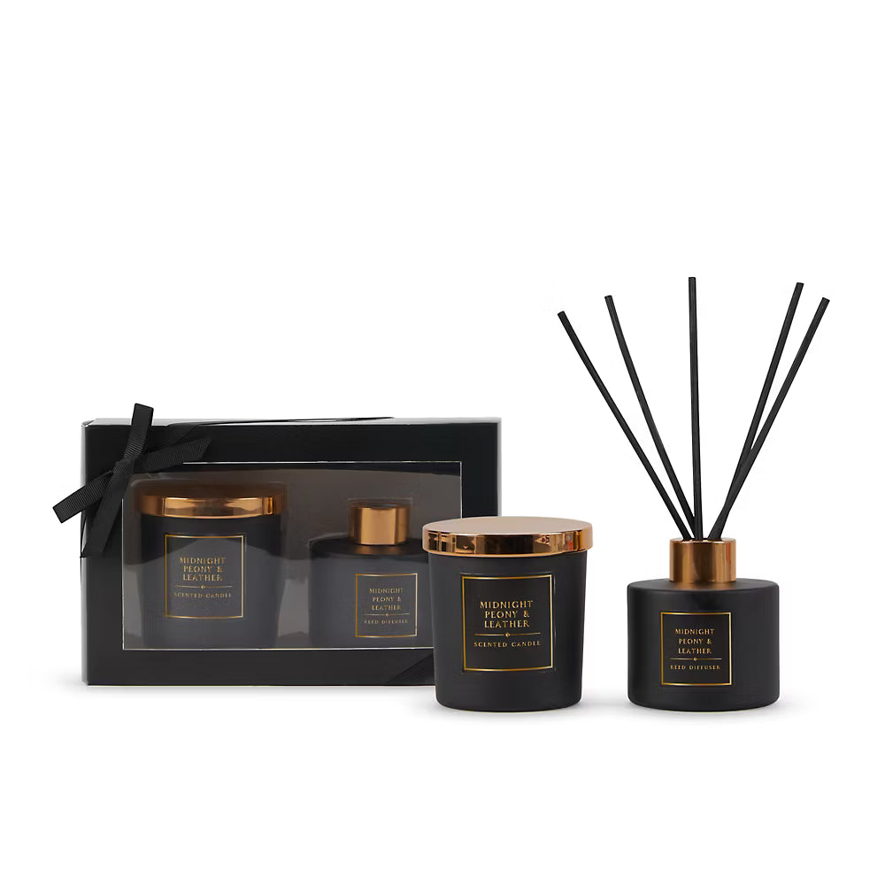Classic Midnight Peony and Leather Giftset