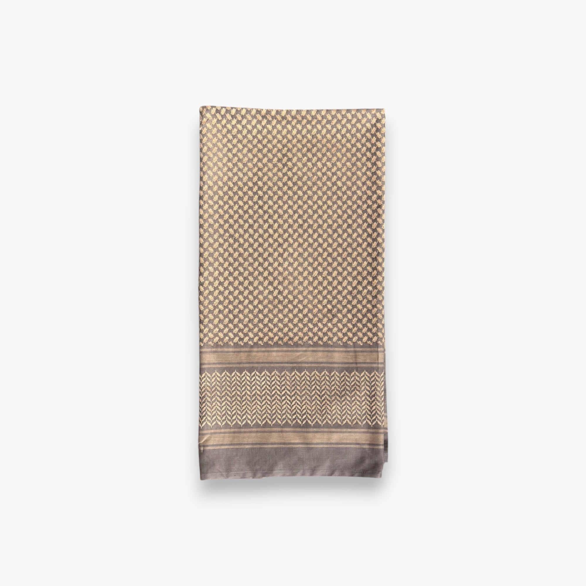Patterned fabric with geometric design on a white background