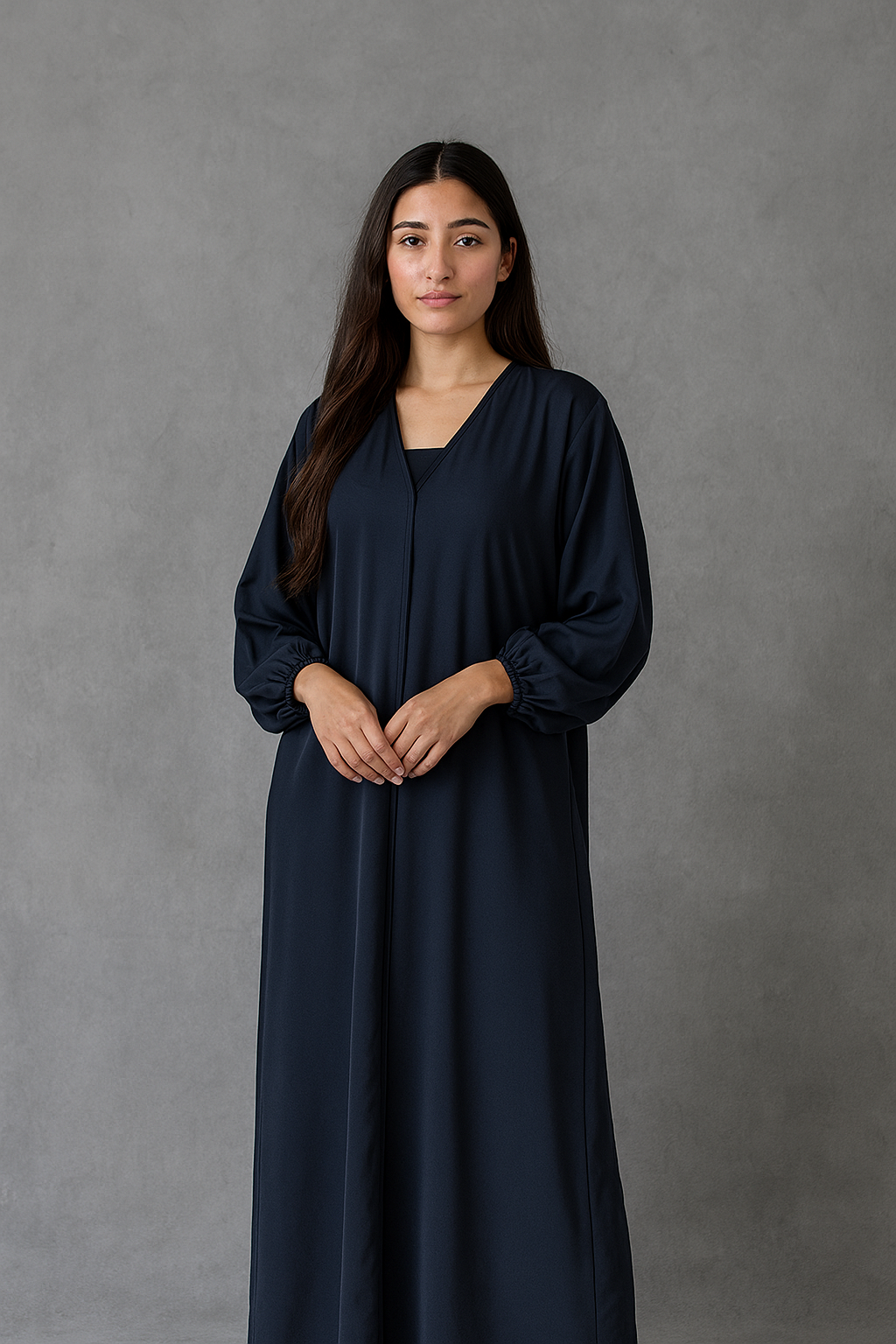 Dark Navy Piping Abaya